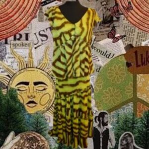 Vintage Bandolino Green & Brown Ruffle Tiered Skirt Set